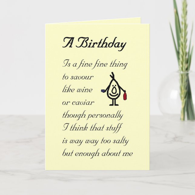 Carte Un anniversaire - un poème d'anniversaire amusant (Devant)