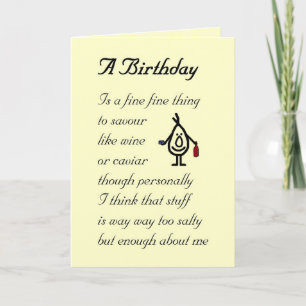 Carte Un anniversaire - un poème d'anniversaire amusant