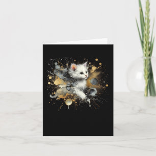 Carte Un autocollant de chat dans la nuit noire 