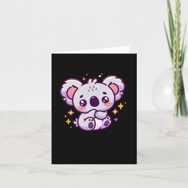 Carte Un Autocollant De Koala Mignon  (Devant)