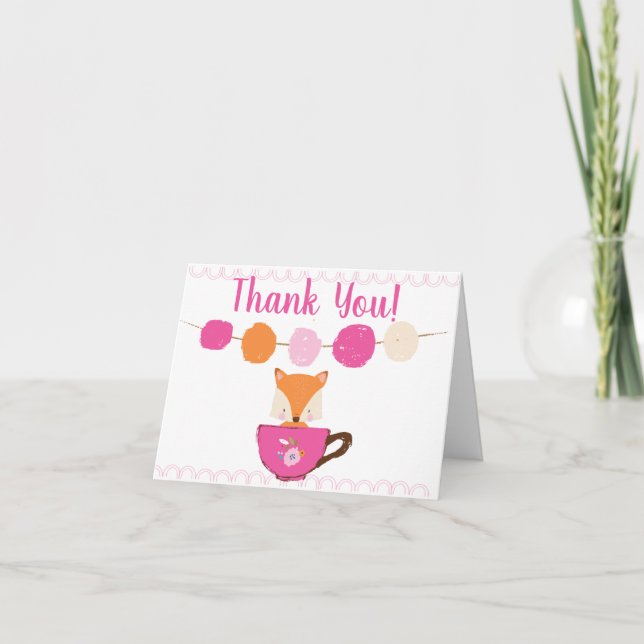 Carte Un bébé brasse rose Teacup Merci de douche (Devant)