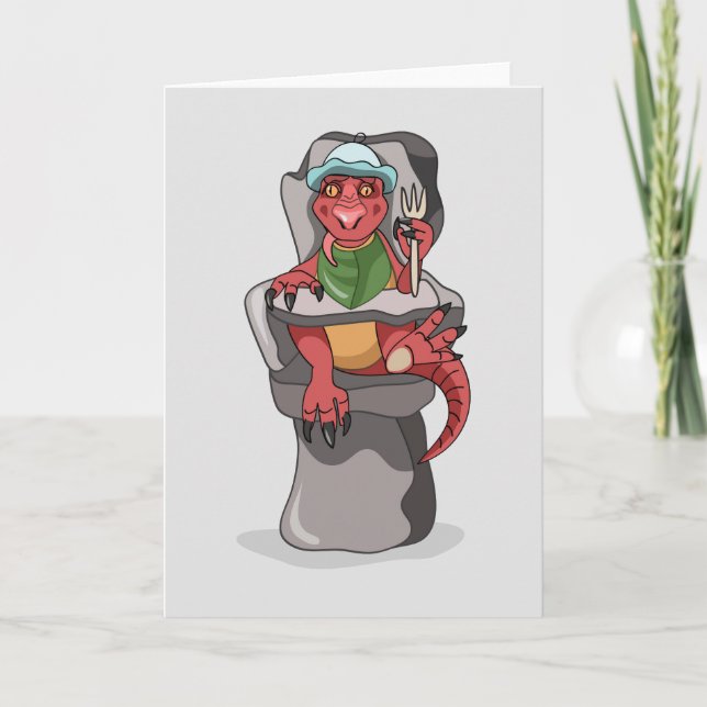 Carte Un Bébé Tyrannosaurus Rex Assis Dans Une Chaise Ha (Devant)