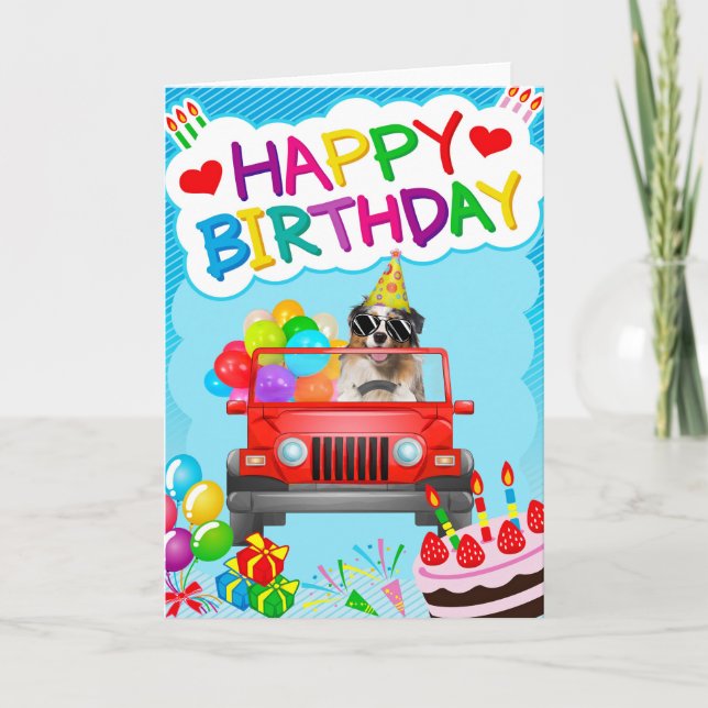 Carte Un berger australien conduit avec un ballon Annive (Devant)
