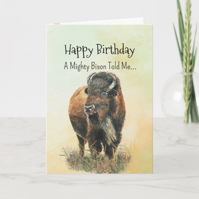 Carte Un bison Buffalo Personnalité Anniversaire Animaux (Devant)