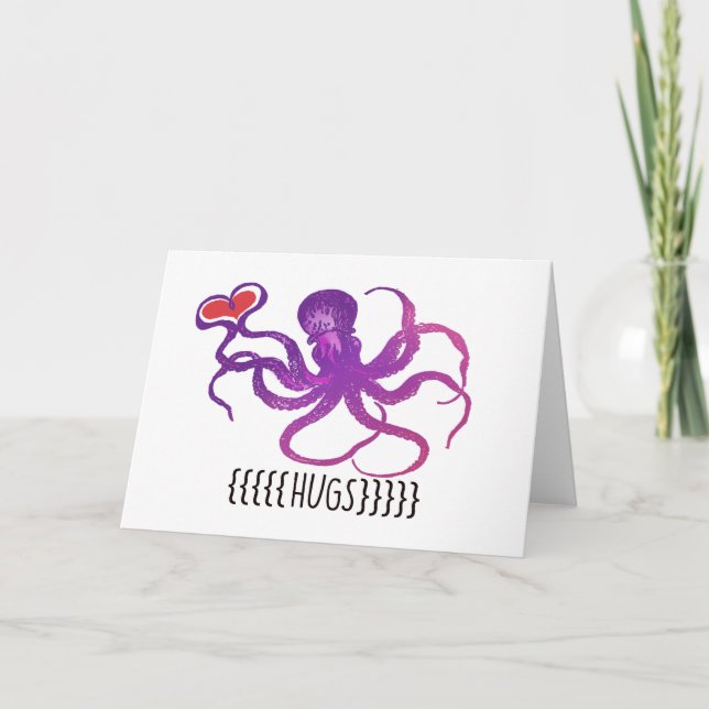 Carte Un bon nombre des étreintes et de poulpe Valentine (Devant)