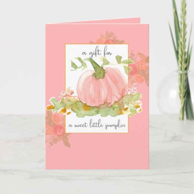 Carte Un Cadeau Pour Bébé Doux Petites Fleurs Citrouille (Devant)