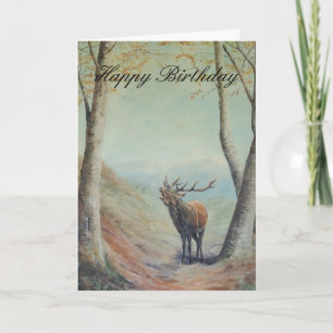 Carte Un cerf de cerf rouge, Joyeux anniversaire.