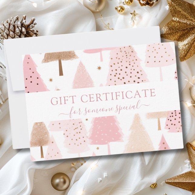 Carte UN CERTIFICAT DE NOËL D'AFFAIRES MODERNE pour vous (Modern, Christmas Trees Pattern, Business Gift Certificate. )