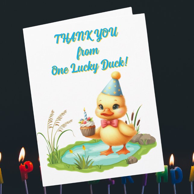 Carte Un chanceux canard photo fille Anniversaire de enf (Créateur téléchargé)