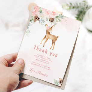 Carte Un chevreuil roux anniversaire d'hiver Merci