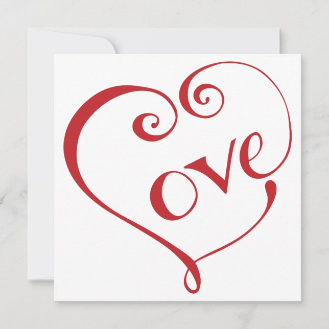 Carte Un coeur fait d'amour en Carré rouge (Devant)