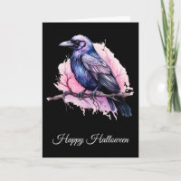 Un Corbeau noir sur une branche Illustration Hallo