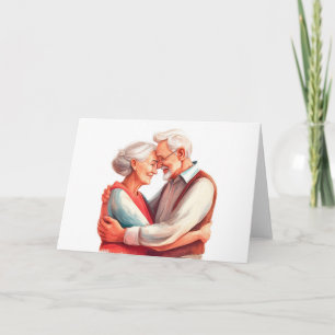 Carte Un couple âgé embrasse romantique