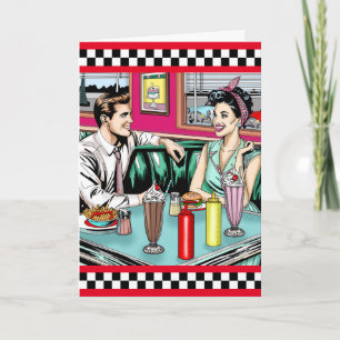 Carte Un couple des années 1950 à Diner Joyeux anniversa