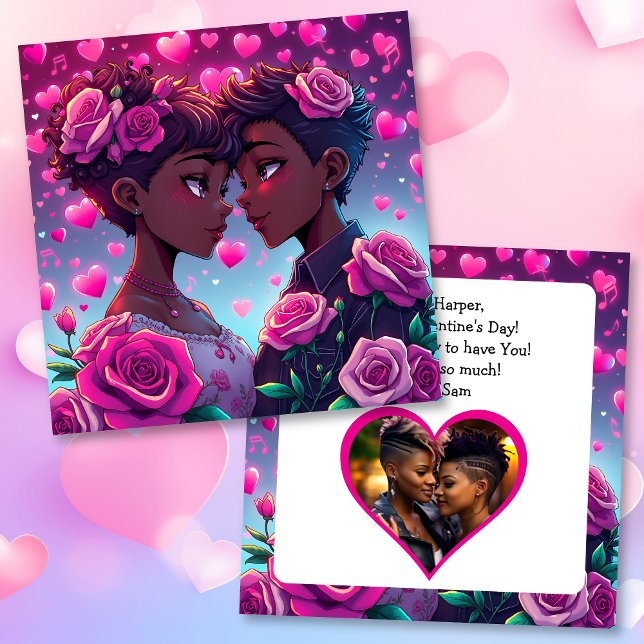 Carte Un couple LGBT Anime Personnalisé Saint Valentin (Créateur téléchargé)