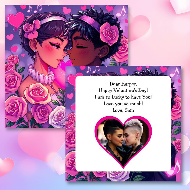 Carte Un couple LGBT Anime Personnalisé Saint Valentin (Créateur téléchargé)