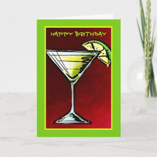 Carte Un croquis de verre à cocktail Joyeux Anniversaire