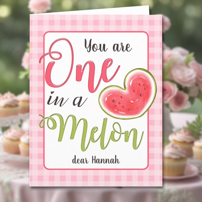 Carte Un Dans Un Melon Cute Rose Watermelon Fille Annive (One In A Melon Cute Pink Watermelon Girl Birthday Card)