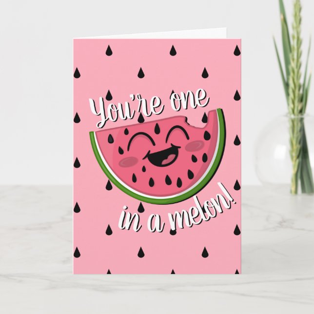 Carte Un dans un Melon Cute Watermelon rose Anniversaire (Devant)