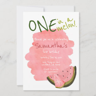 Carte Un dans un Melon Watermelon Thème Aquarelle rose