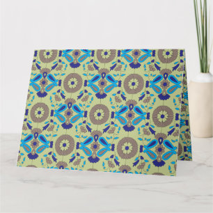 Carte Un design textile symétrique, bleu ou