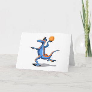 Carte Un Dessin Iguanodon Jouant Au Basket-Ball.