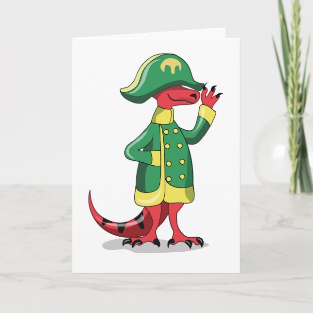 Carte Un Dessin Tyrannosaur Rex Habillé Comme Napoléon. (Devant)