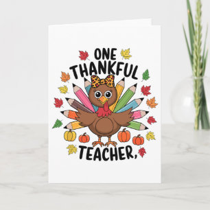 Carte Un dindon de Thanksgiving pour un enseignant recon