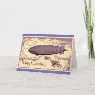 Carte Un Dirigeable de Noël à l'ancienne