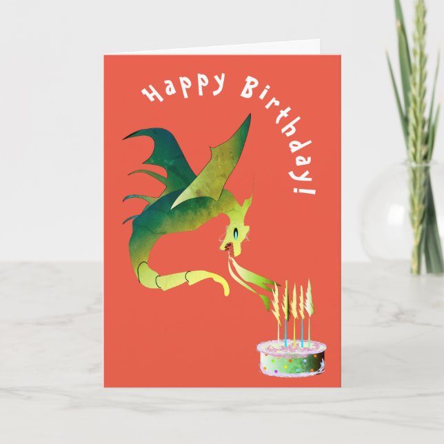 Carte Un dragon flamboyant allume des bougies sur le gât (Devant)