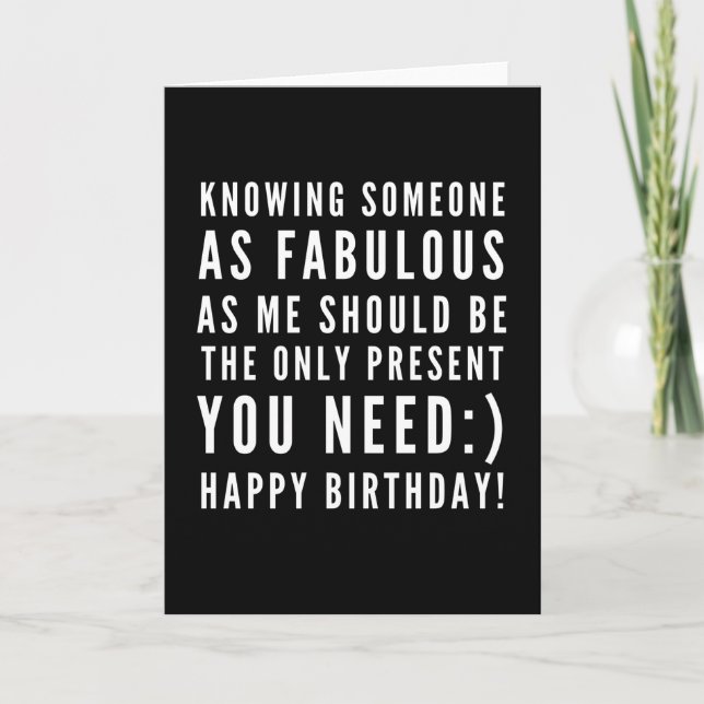 Carte Un drôle de voeu d'anniversaire sarcastique pour u (Devant)