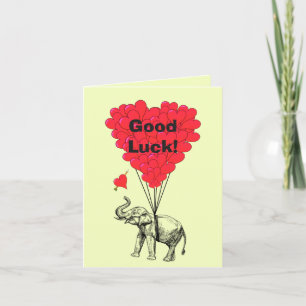 Carte Un éléphant drôle et bonne chance de coeur