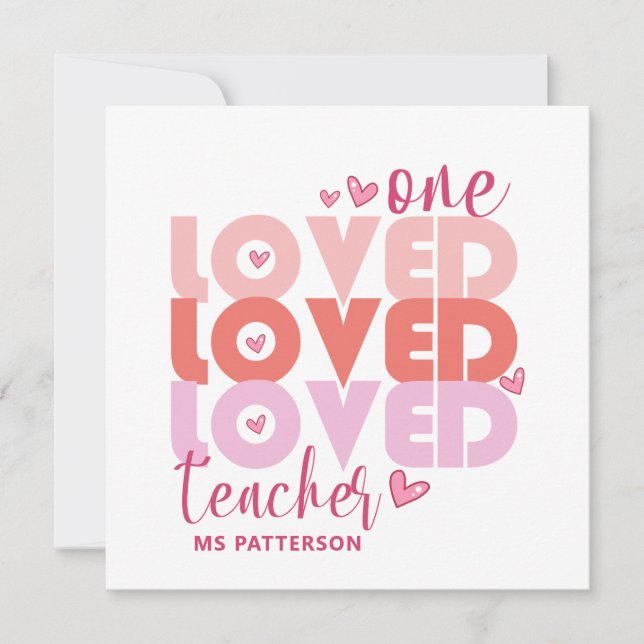 Carte Un enseignant d'amour rose moderne Nom personnalis (Devant)