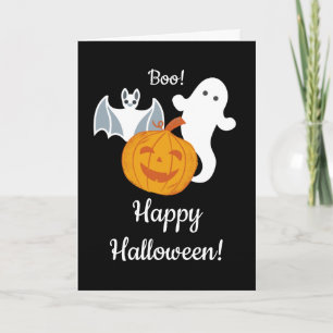 Carte Un fantôme, une chauve-souris et un Halloween Citr