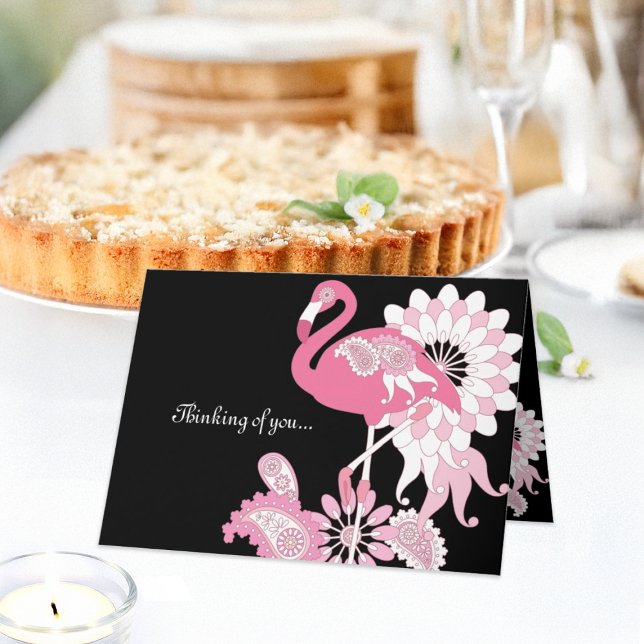 Carte Un Flamant rose rose noir moderne qui vous croit (Créateur téléchargé)