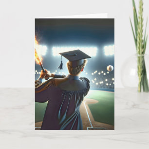 Carte Un garçon diplômé qui balance une chauve-souris de
