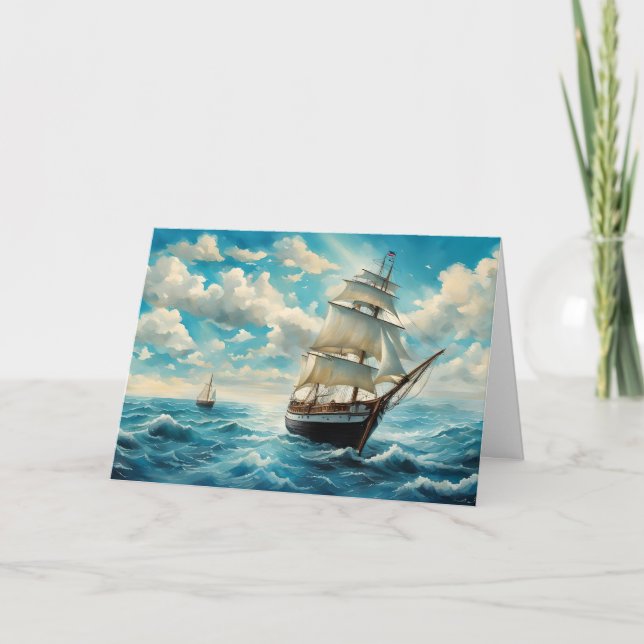 Carte Un grand navire et un beau temps Anniversaire (Devant)