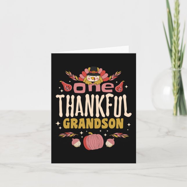 Carte Un Grandson Remercié Tee Automne Thanksgiving Auto (Devant)