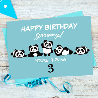 Carte Un groupe de pandas Anniversaire personnalisé