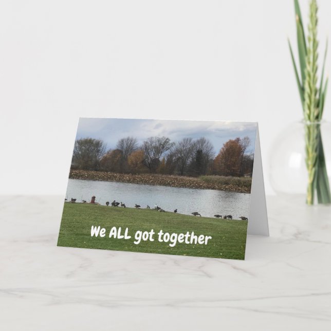 CARTE UN GROUPE IMMENSE DE GEESE DIT HEUREUX ANNIVERSAIR (Devant)