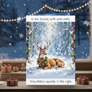 Carte Un joli poème de Noël festif de cerfs de bois