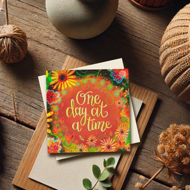 Carte Un jour à la fois encourager Plutôt Floral (Créateur téléchargé)