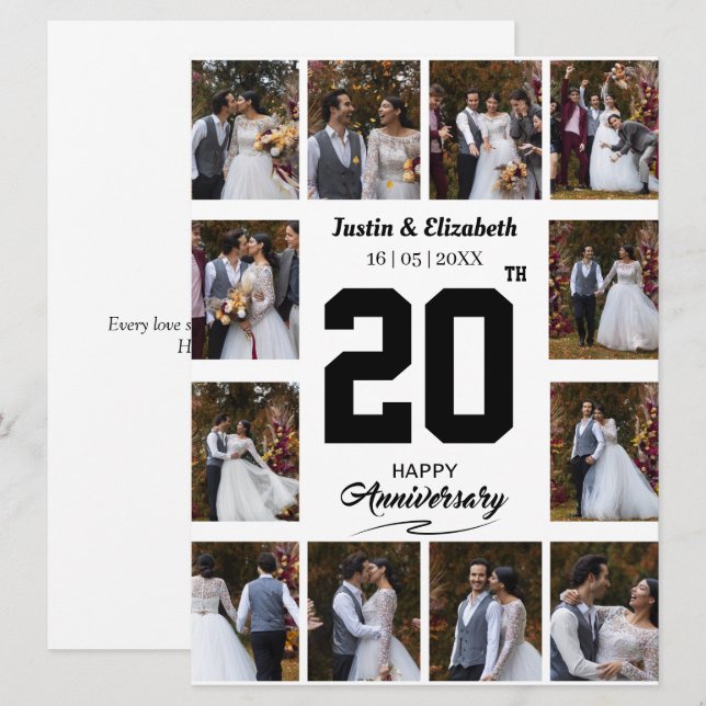 Carte Un joyeux anniversaire 12 Photo Collage (Devant / Derrière)