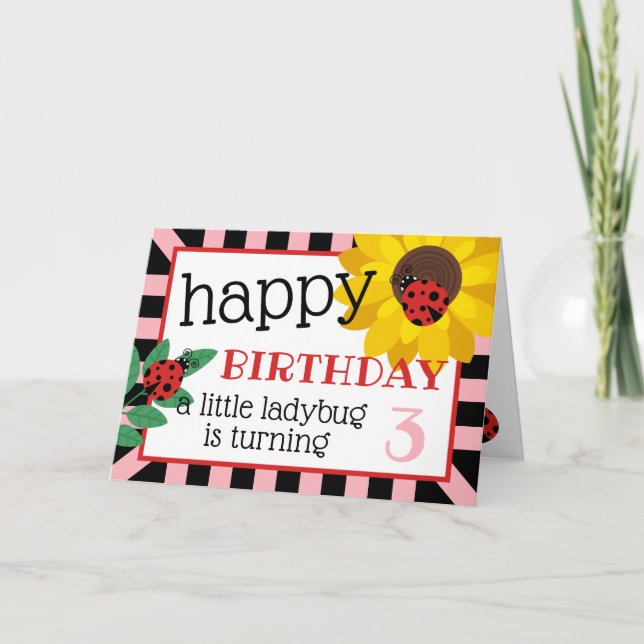 Carte Un joyeux anniversaire de petite coccinelle (Devant)