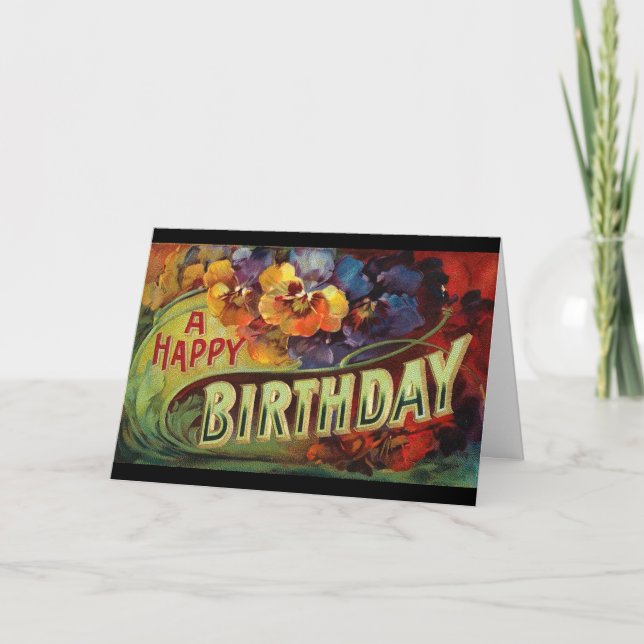 Carte Un joyeux anniversaire Vintage peint (Devant)