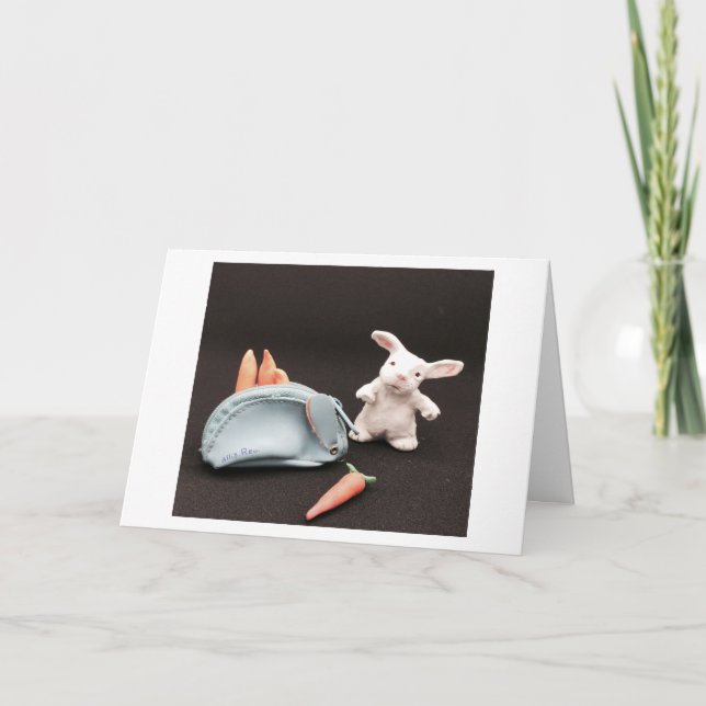 Carte Un lapin avec son porte-monnaie (Devant)