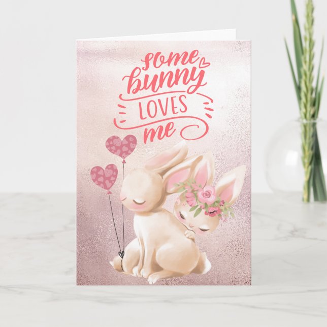 Carte Un lapin m'aime Saint Valentin Pâques (Devant)