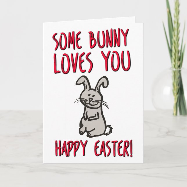 Carte Un Lapin T'Aime, Drôle Pâques (Devant)