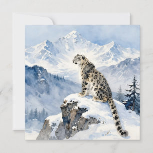 Carte Un léopard des neiges sur un pic enneigé