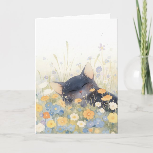 Carte Un Lit Floral Kitten (Devant)